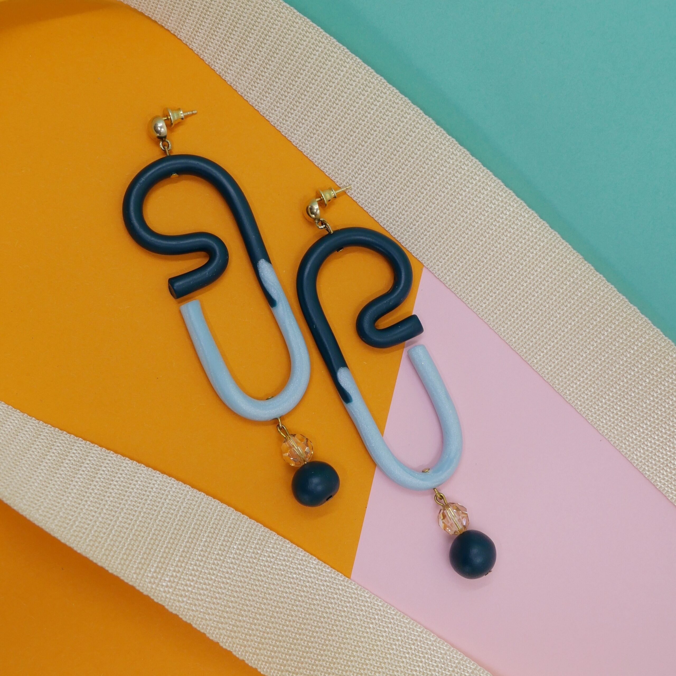 curl greenery handmade earrings